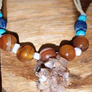 Aragonite Pendant and Natural Stone Necklace
